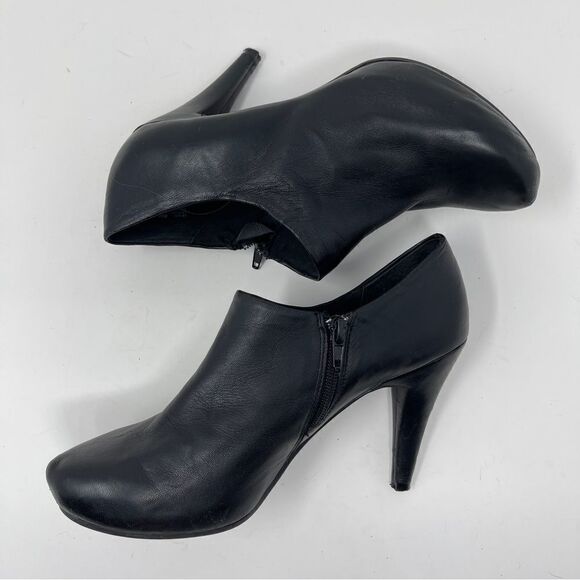 MTNY Leather Shooties Ankle Boots Heeled Shoes Black Women's 8M ME TOO NEW YORK - Picture 5 of 11